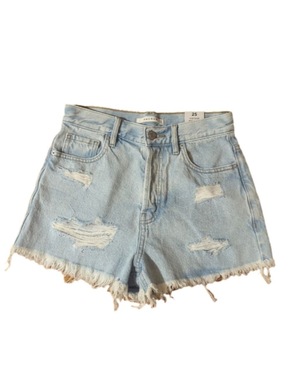 PacSun High Rise Jean Shorts Button Fly Size 25 - Picture 1 of 12